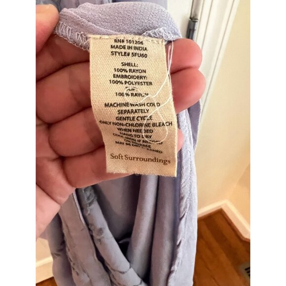 Soft Surroundings Long Sleeve Lavender Button-Down Embroidered Maxi Dress Sx 2X - Picture 6 of 7